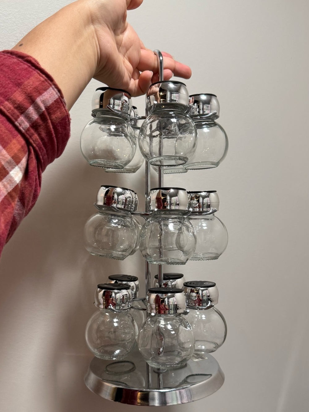 15 Jar Glass Spice Rack Carousel use for arts crafts buttons herbs Multi Use